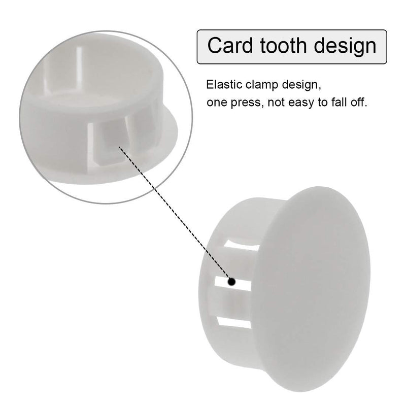 Suiwotin 60PCS 13mm (1/2") White Hole Plugs Plastic Flush Type Hole Plugs Snap in Locking Hole Tube, Furniture Fencing Post Pipe Insert End Caps (White) 13mm (1/2")