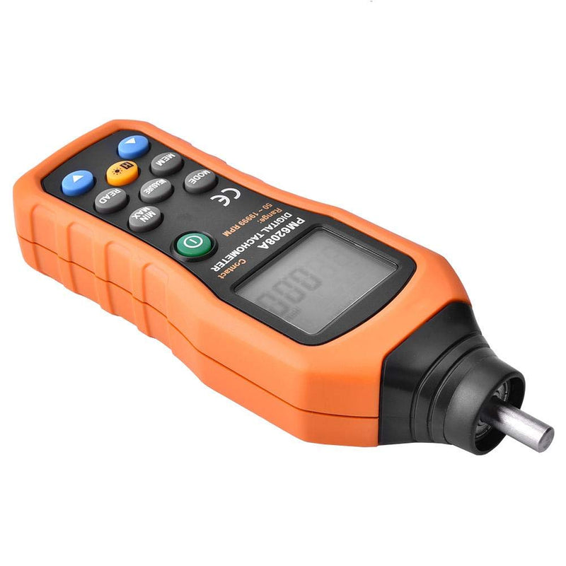 Digital Tachometer, PM6208A Contact Tachometer Gauge Motor LCD Backlight Display Accuracy Speed Meter Handheld Tester