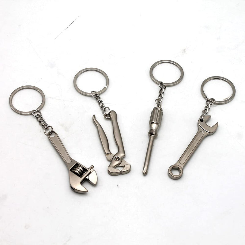 4pcs Mini Wrench Tool Keychain Metal Spanner Keyring Pendant Key Holder Organizer Keyfob Gift for Men Women Multitool Keychain Tool Keychains for Men