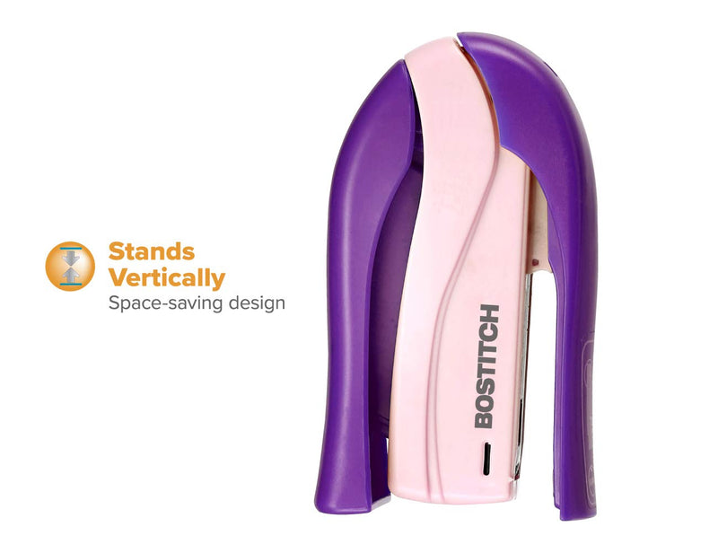 Bostitch inSHAPE 15 Reduced Effort Compact Stapler, Purple (1454) 4.3" x 1.9" x 7.5"