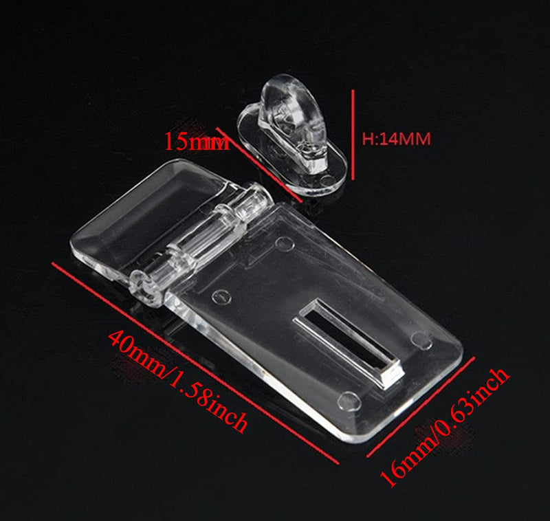 PZRT 4 Sets Mini Hinge Hasp Acrylic Hasp Buckle Box Clear Hinge Latch Hasp Lock Hinge Latch Buckles for Mini Doors, Jewelry Box, Mini Cabinet