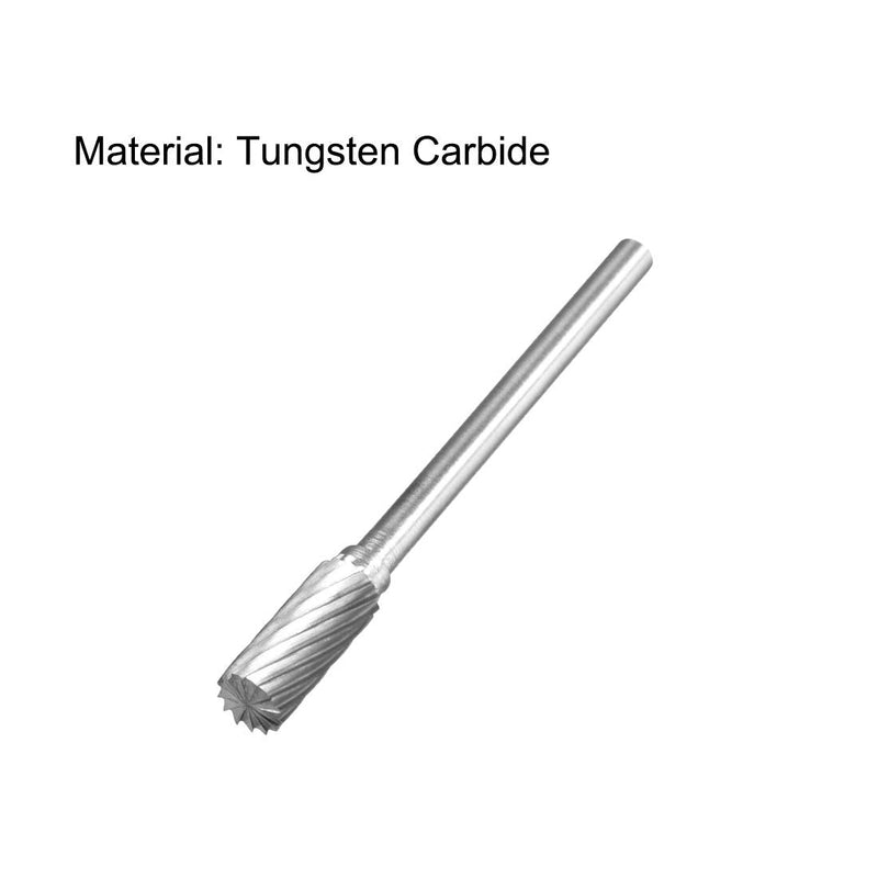 uxcell Tungsten Carbide Rotary Files 1/8" Shank, Single Cut Cylindrical Radius End Rotary Burrs Tool 5mm Dia, for Die Grinder Drill Bit Alloy Steel Hard Metal Carving Polishing, 2pcs
