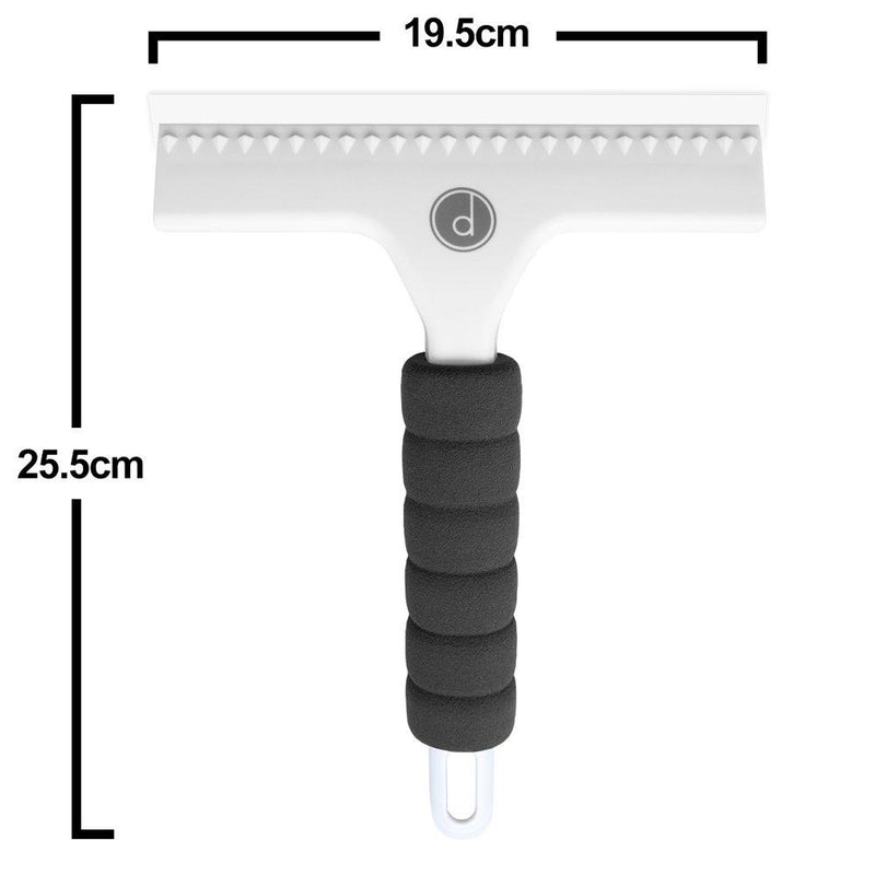 Squeegee for Shower Door, Car Windshield, and Glass Window - 2 Extra Silicone Replacement Blades - Foam Handle - White