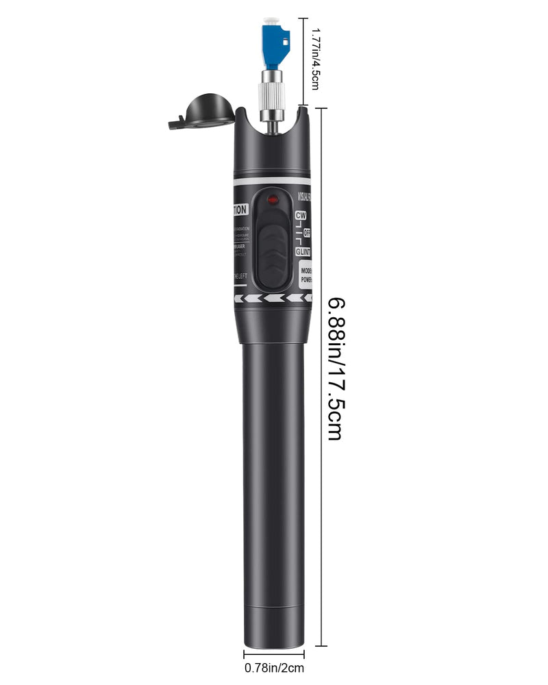 Moocci Fiber Optic Visual Fault Locator 30MW 30KM Fiber Light Tester VFL Tester Kit Including Red Light Fiber Optic Cable Tester Meter with 2.5mm Universal Connector FC Male to LC Female Adapter