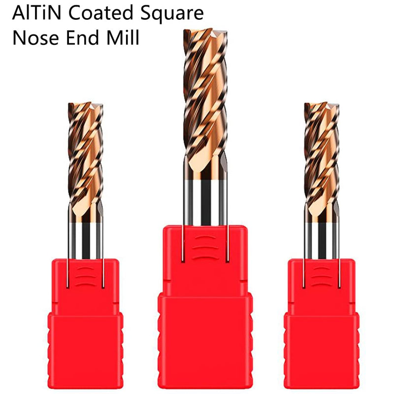 ASNOMY Pack of 5 3 mm solid carbide end mills, carbide, AlTiN coated 55 HRC 4 cutting, drilling, milling, finishing, dipping, CNC, tungsten carbide 5 pieces 3 mm