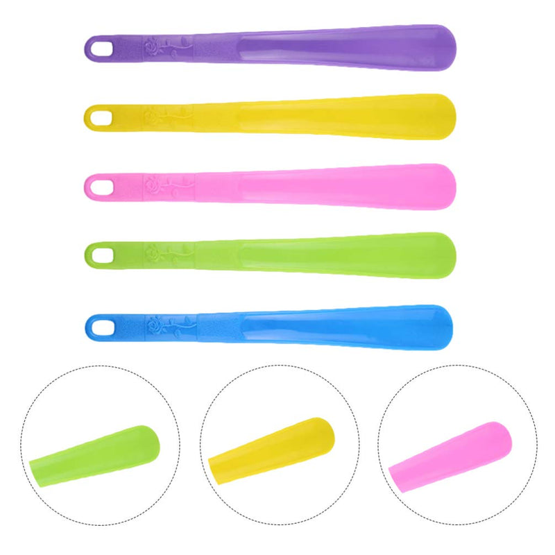 HEALLILY 5Pcs Shoe Helper Plastic Shoe Horn Shoe Lifting Helper for Men Women Seniors Pregnancy Elderly Home Travel Use (5 Colors)