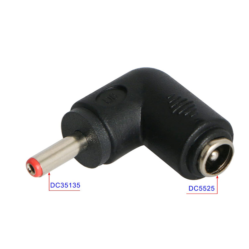 90 Degree Angle DC Power Connector Adapter 3.5 x 1.35mm Bend Male Plug to 2.5 x 5.5mm Female Jack Coupler Converter for Laptop CCTV Camera Strip Lighting, 10Pcs DC5525 Female to DC35135 Male Bend