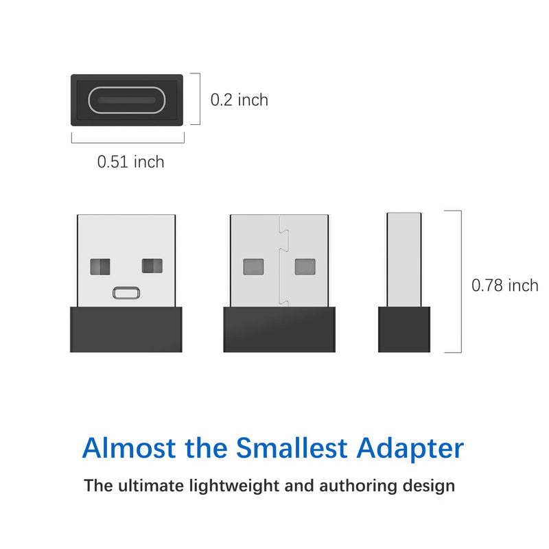 [4-Pack] USB C Female to USB Male Adapter, USB2.0 A to USB C Adapter, Wansurs One-Sided SuperSpeed Data Sync & Fast Charging - Compatible with Laptop, PC, Charger, Power Bank, Quest Link (Black)