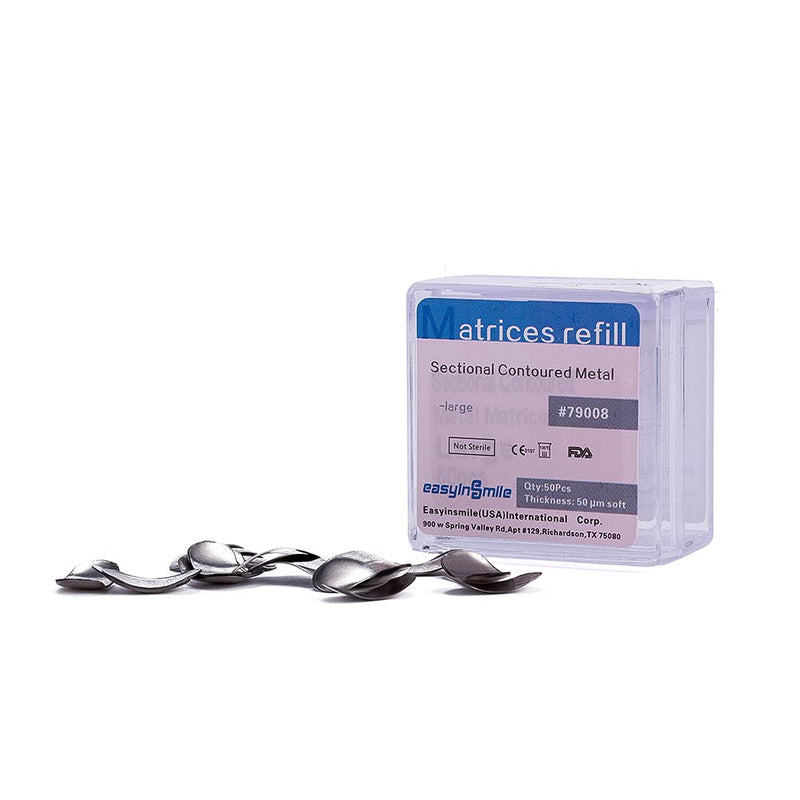 50Pcs Dental 50μm Sectional Contoured Metal Matrices Matrix Refill (Large) Large