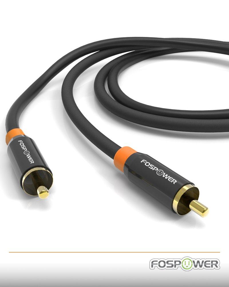 FosPower (3FT - 2 Pack) Digital Audio Coaxial Cable [24K Gold Plated Connectors] Premium S/PDIF RCA Male to RCA Male for Home Theater, HDTV, Subwoofer, Hi-Fi Systems