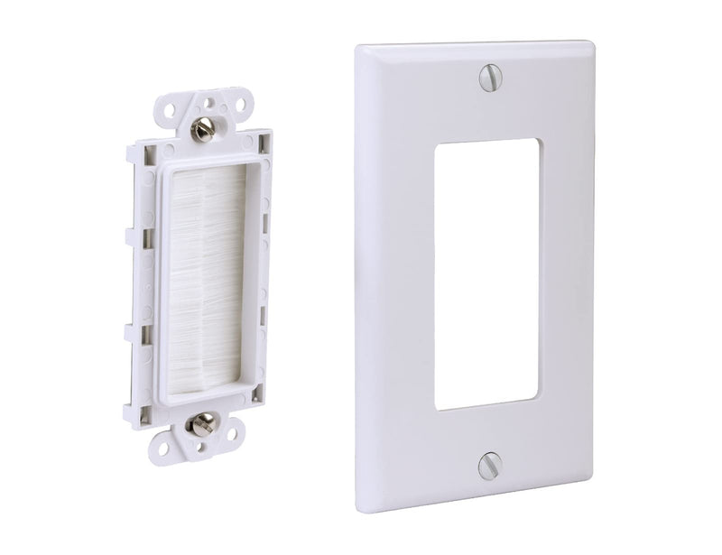 Single Brush Wall Plate 2-Pack,Single Gang faceplate Cable Pass Through Insert Wall Socket for HDTV, HDMI, Network, Coaxial Cables, Speaker Wires White