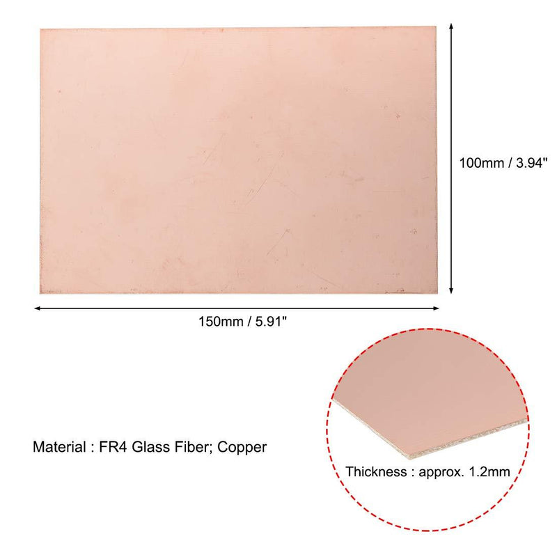 uxcell Single-Sided Copper Clad Laminate PCB Circuit Board, FR4 150x100mm 5.91x3.94 inch, 1.2mm Thickness DIY Prototyping PCB Board, Name Board, 5pcs