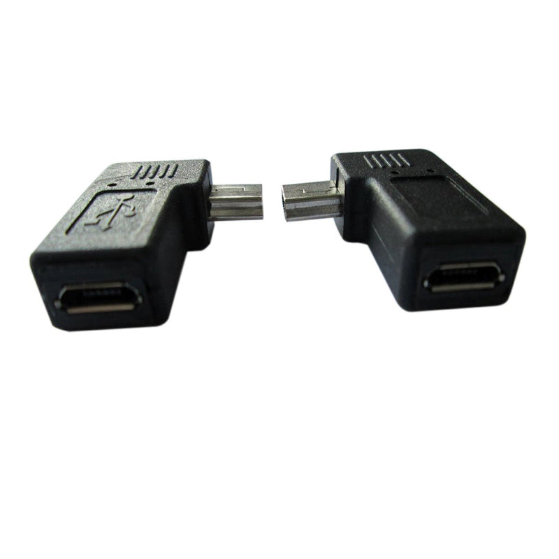 AKOAK USB 2.0 Adapter Plug 1 Pair 90 Degree Left and Right Angle Mini USB Male to Micro USB Female Connector Adapter