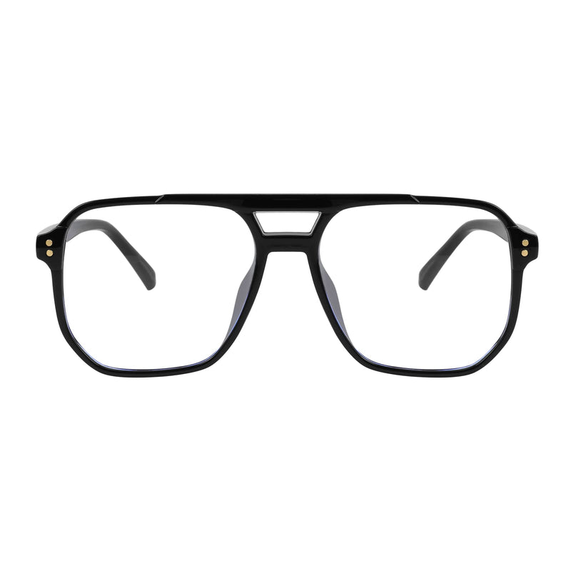 FEISEDY Blue Light Blocking Glasses Fake Nerd Clear Square Computer Lightweight Aviator Glasses Frame Oversized B2866 Black Frame 54 Millimeters