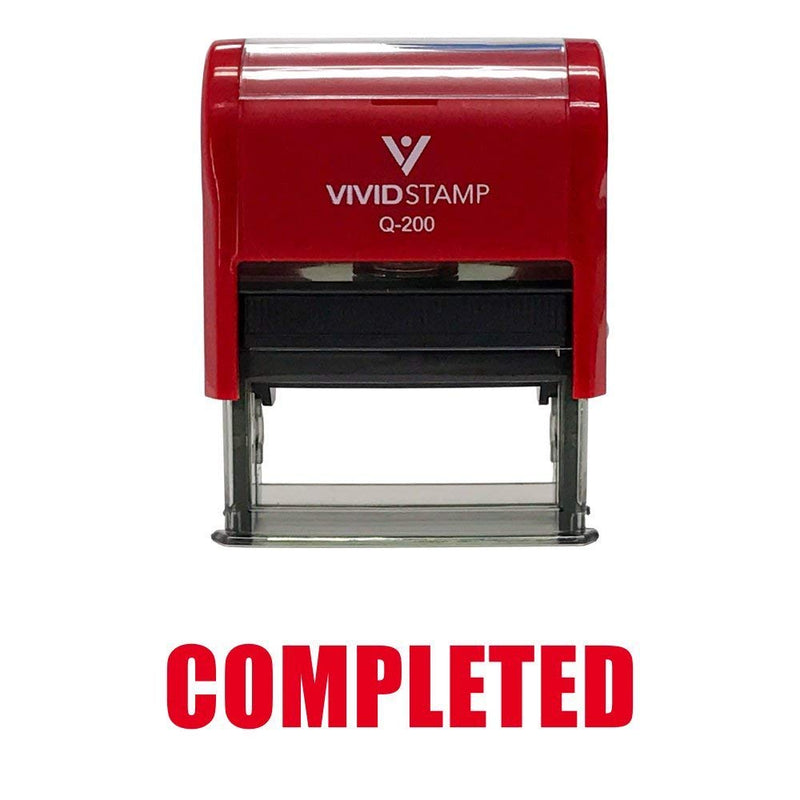 Basic Completed Self Inking Rubber Stamp (Red Ink) Medium 9/16" x 1-1/2" Medium Red