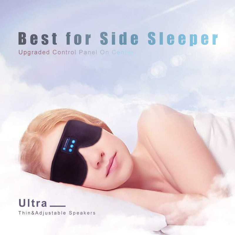 Sleep Headphones, Bluetooth 5.0 Wireless 3D Eye Mask, Lightimetunnel Washable Sleeping Headphones for Side Sleepers With Adjustable Ultra Thin Stereo Speakers Microphone Hands Free for Insomnia Travel