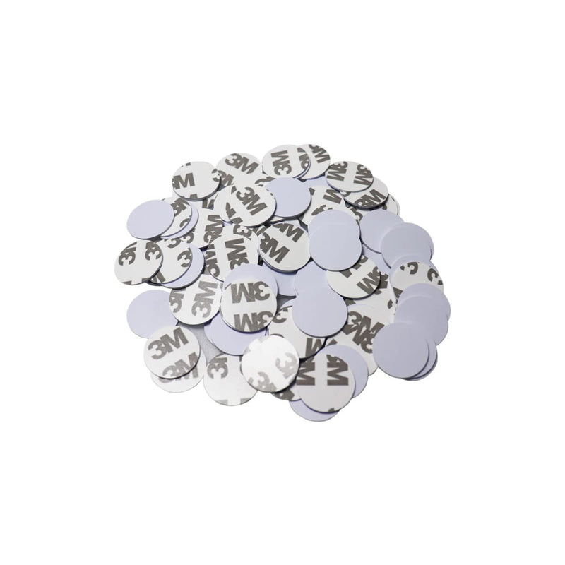ETEKJOY 100 PCS 125KHz RFID Sticker Coin Adhesive Back Proximity ID Card Token Key Tag Keypad Card for Entry Access Control System Electronic Cabinet Door Lock, Dia 1 inch, Read Only,