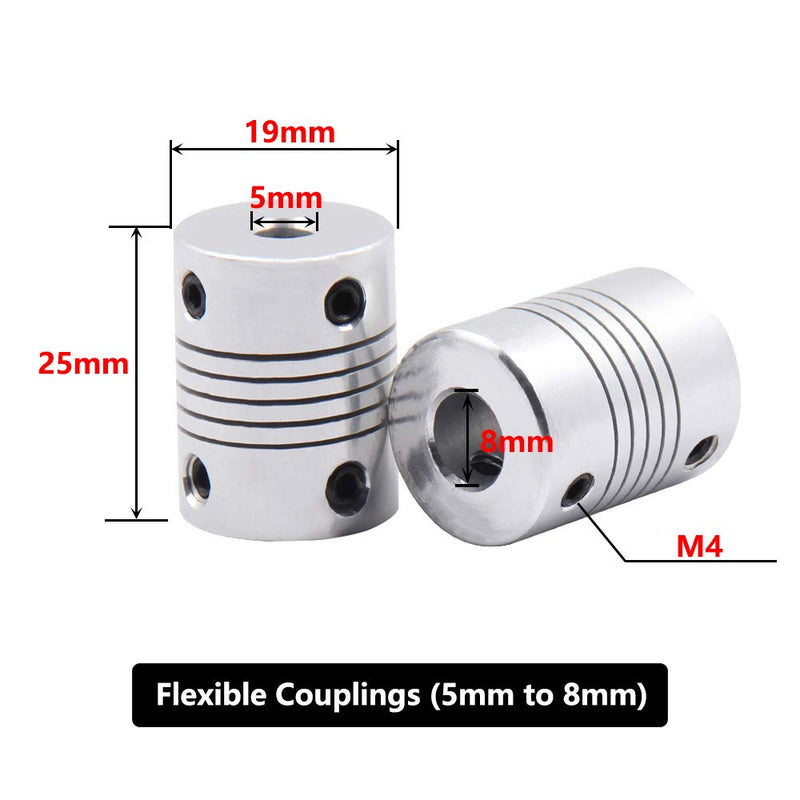 Saiper Flexible Couplings 5mm to 8mm (5pcs) Aluminum Alloy Joint Connector Compatible with NEMA 17 Stepper Motors, RepRap 3D Printer or CNC Machine, 3D Printer Accessories