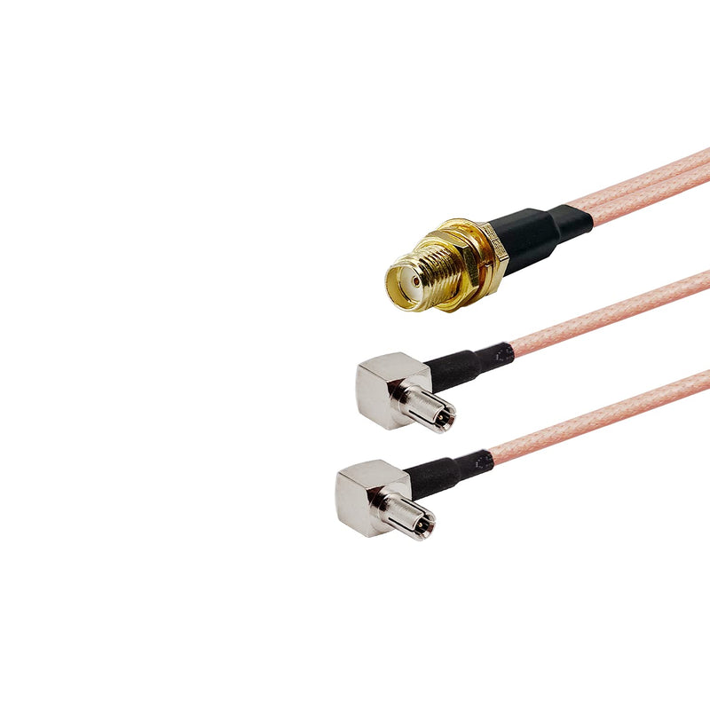 POBADY SMA-TS9 Splitter Cable SMA Female to Dual TS9 Male Right Angle 90 Degree Antenna Adapter Cable Pigtail Y Type RG316 15CM/6In for 2G 3G 4G LTE Antenna Router MiFi Mobile USB Modems