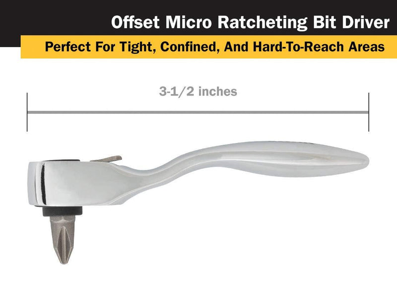 Titan 11207 3-1/2-Inch Offset Micro Ratcheting Bit Driver Offset Bit Driver