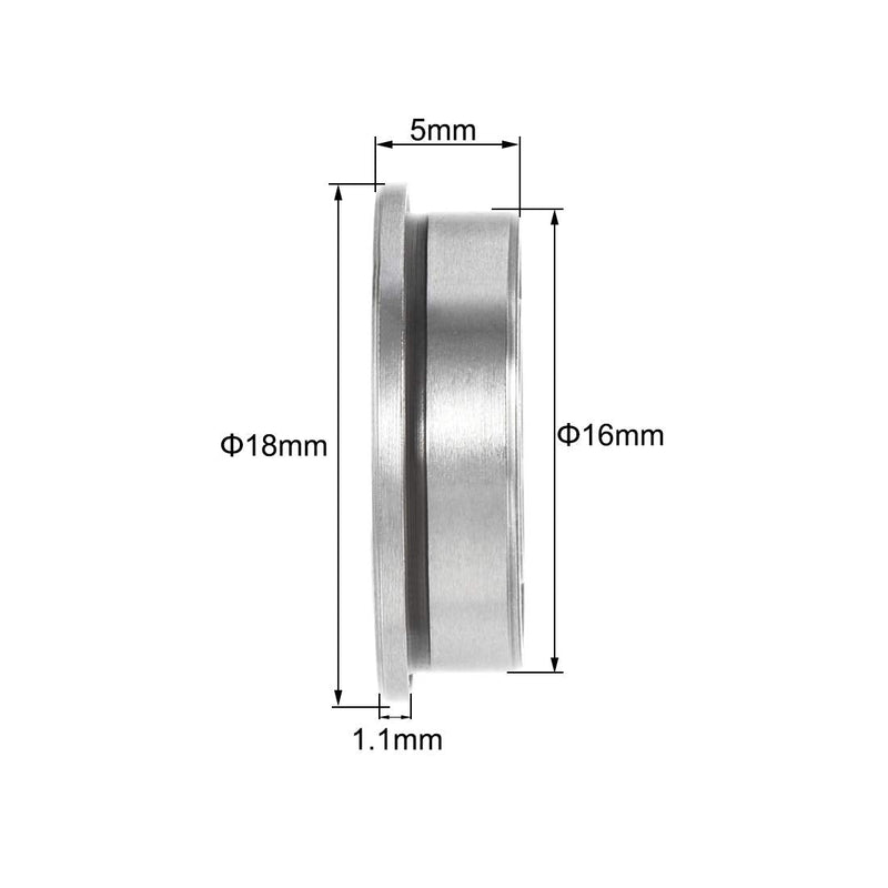 uxcell F688-2RS Flanged Ball Bearing 8x16x5mm Double Sealed Chrome Steel Bearing 10pcs