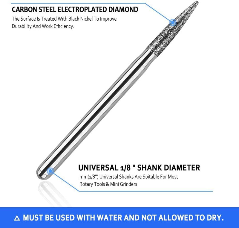 30 pieces diamond grinding point 3 mm, 150 grit drill grinding point, diamond cutter set carbide grinding point, diamond cutter grinding for glass gemstone for grinding, polishing, engraving