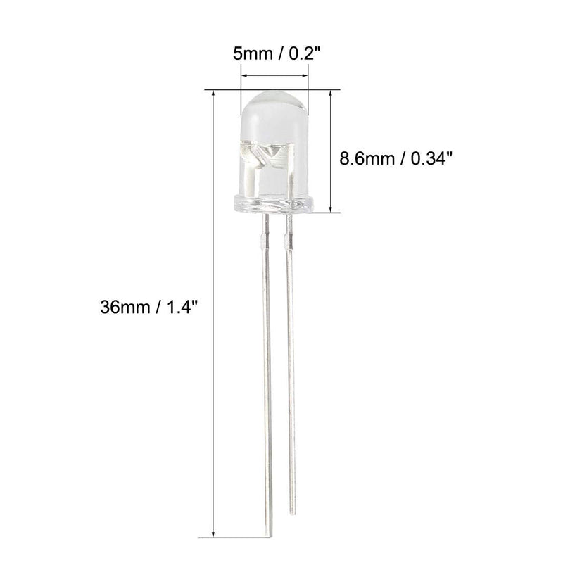 uxcell 50pcs Photosensitive Diode Photodiodes Light Sensitive Sensors,5mm Clear Round Head Receiver Diode