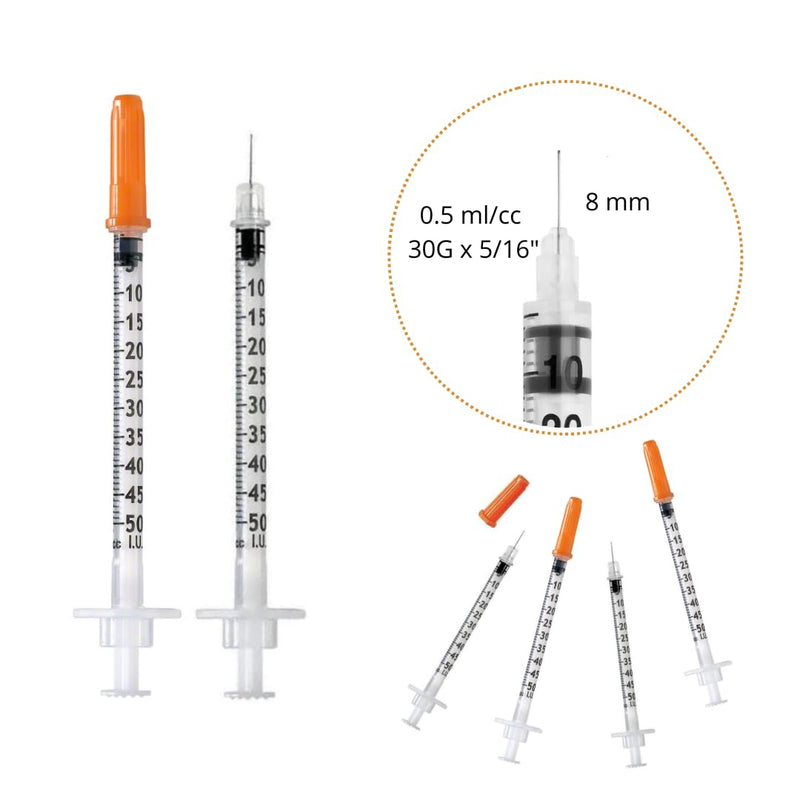 50pcs 0.5ml/cc Plastic Tube 30G (0.3 x 8mm), Multipurpose Measuring Tools, Individually Packed (30G x 5/16") 50pcs