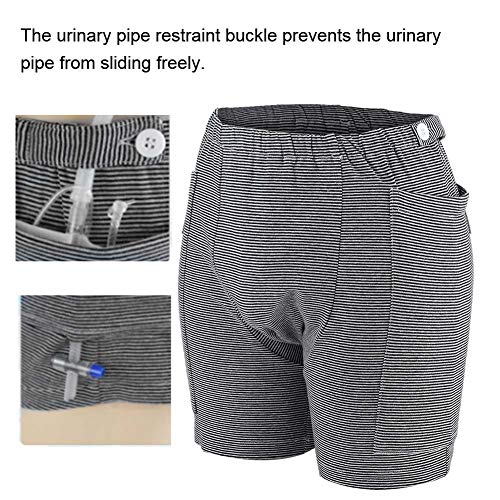 Urine Bag Pants, Double Pocket Design Washable Breathable Cotton Incontinence Panties Fit With 2000ml Urine Bag for The Old Aged Easy Walking(Not Including Urine Bag)(L-Male) Large (Pack of 1) Male