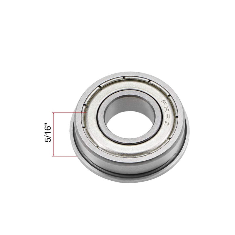 uxcell FR8ZZ Flange Ball Bearing 1/2" x 1-1/8" x 5/16" Shielded Chrome Bearings 4pcs 4