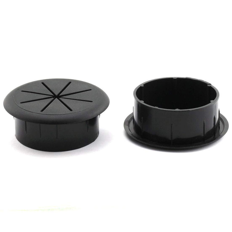 HJ Garden 2pcs 2-3/8 inch Flexible Desk Cord Grommets Wire Organizer Hole Cover for Managing and Hiding Office PC Desktop Cable(Black)