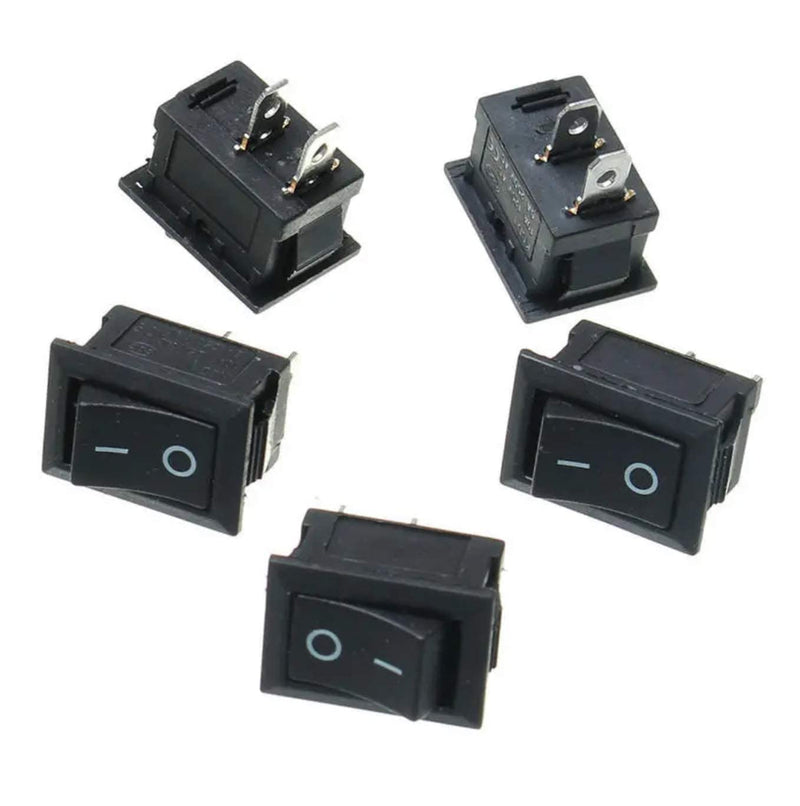 Pack of 2 Premium On Off Recessed Toggle Switch Rocker Switch On Off DIY AC 250V 220V 6A 2Pin Black Rectangular 2 Position