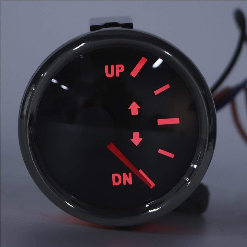 Trim Indicator,52mm UP-DN Boat Trim Indicator 0-190 Ohm Marine Boat Trim Indicator Kit Trim Tilt Indicator Red Backlight(Black Dial) Black Dial