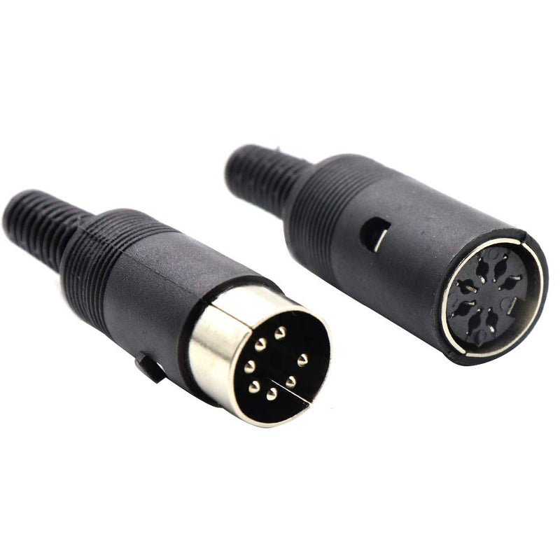 Hxchen 2 Sets 7Pin Female + Male DIN Adapter Socket Audio AV Connector Black