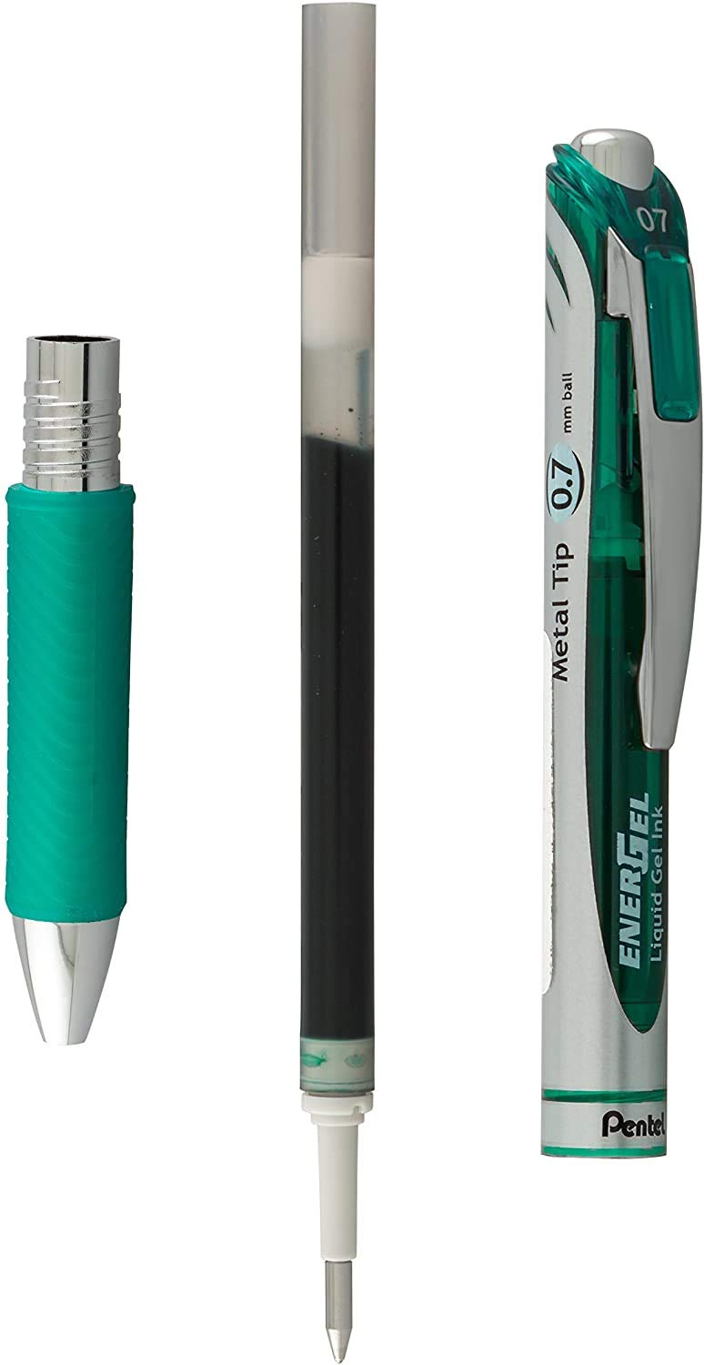 Pentel Refill Ink for BL57/BL77 EnerGel Liquid Gel Pen, 0.7mm, Metal Tip, Green Ink, Box of 12 (LR7-D-12)