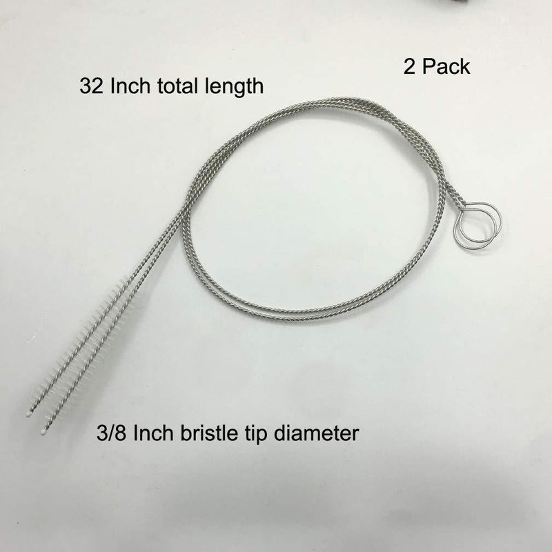 2 Pcs Cleaning Brush Bristle Tip 3/8â€ by 32â€ Inch Long - Flexible Cleaner Tool for Clean Keg, Feeding Tube, Line Tube Hose 2 PCS 32" (Super Long)