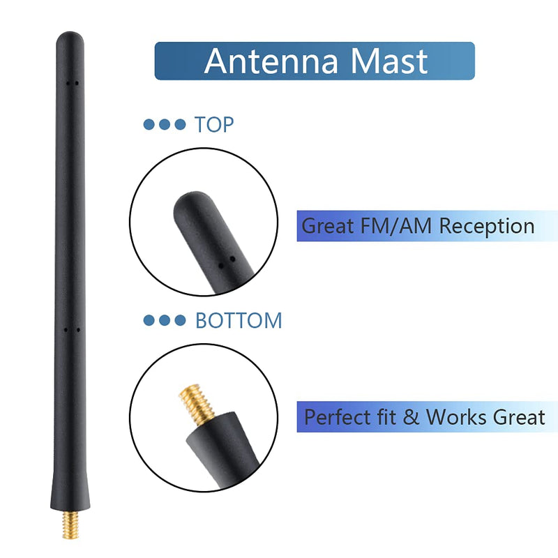 POBADY 7IN Car Radio Short Antenna 18CM Car Wash Roof Antenna Vehicle Flexible Rubber Antenna Mast Replacement for FM/AM Car Radio Antenna 2