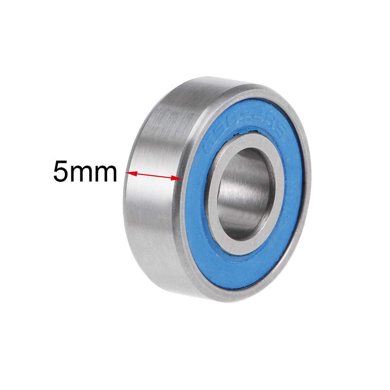 uxcell 696-2RS Deep Groove Ball Bearings 6mm x 15mm x 5mm Double Sealed Chrome Steel Blue Cover P6(ABEC3) 10pcs