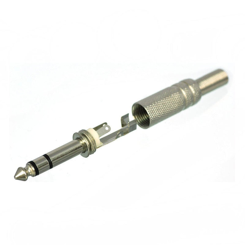 CESS 6.35mm 1/4 Inch Stereo Male Metal Connector with Spring Strain Relief Plug Coax Audio Mic Solder Adapter (jcx) (10 Pack)