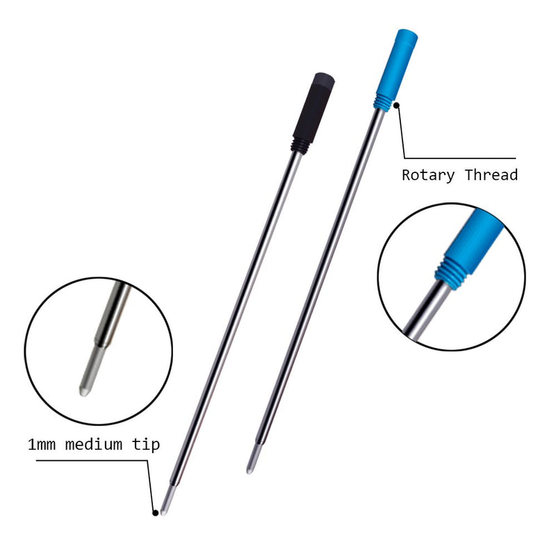 4.5” Replaceable Ballpoint Pen Refills, 30 Pack Smooth Writing Ballpoint Refills for Cross Style Pen (Black and Blue Ink Refills)