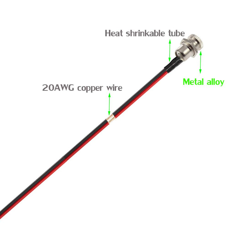 qofowin 5.5 x 2.1 MM 8A DC Power Jack Cord Socket Threaded Female Mount Connector Adapter with Pre-soldered Wires and Waterproof Cover Cap dc-wire-alloy