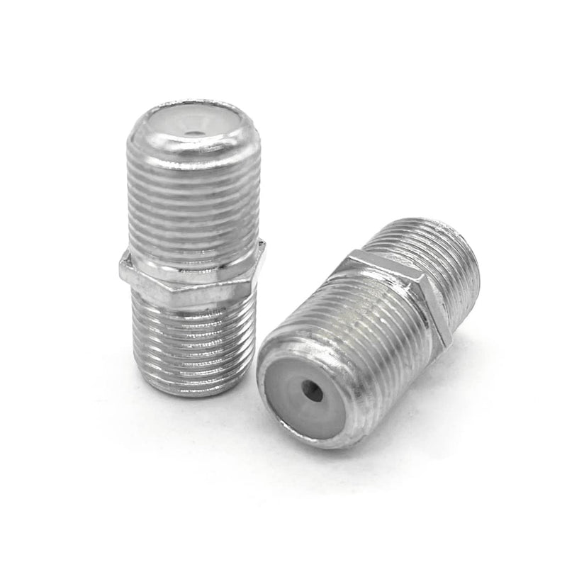 10 Pack RG6 Coax Coaxial Cable Extender and F Type RG6 Female to 2 Female 3 Way Coax Cable T Splitter Adapter, Coaxial Cable Connector T Shape and Female to Female for TV Video VCR Antenna Satellite Silver