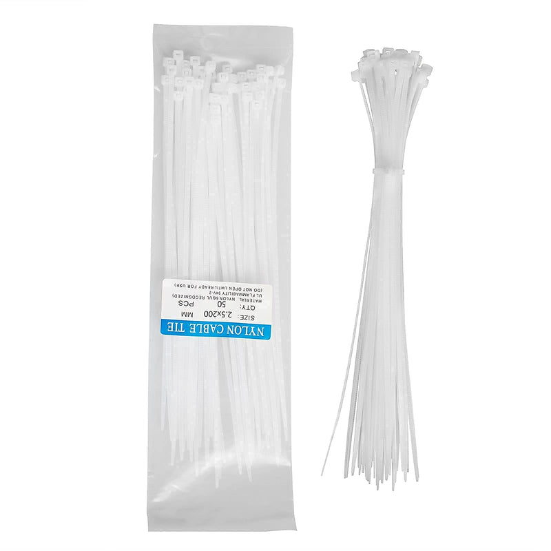 Zip Ties 8 Inch White 100 Pack Nylon Cable Ties Self Locking Tie Straps Heavy Duty 0.1x8 inch