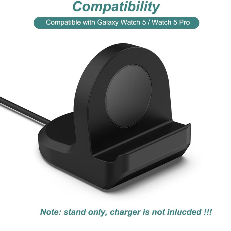 Charger Stand for Galaxy Watch 5/5 Pro, Silicone Charging Stand Dock Holder for for Samsung Galaxy Watch 5 40mm 44mm & Galaxy Watch 5 Pro 45mm (Black) Black