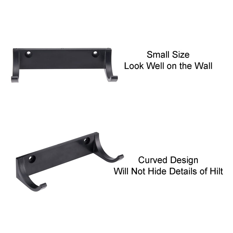LEKUSHA Horizontal Lightsaber Wall Mount Holder Light Saber Display Rack Hook Stand, Compatible for Any Lightsaber, Black Pack of 2