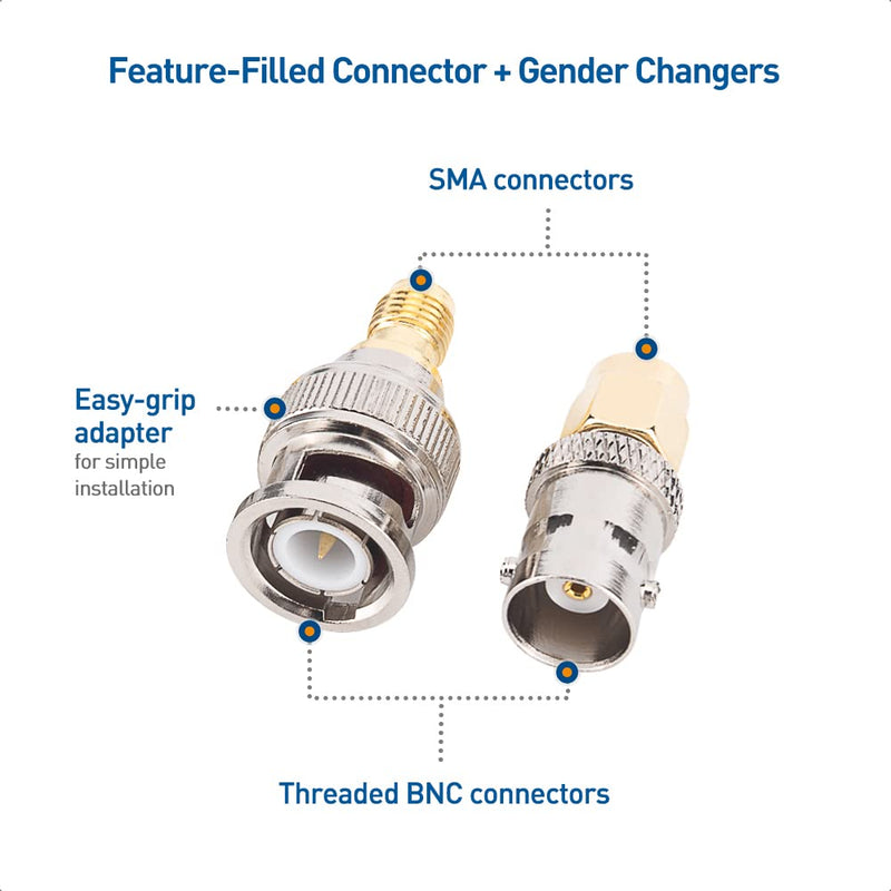 Cable Matters 4-Pack SMA to BNC Adapter Kit, BNC to SMA Adapter Kit, SMA to BNC Gender Changer and Connector Adapter Kit