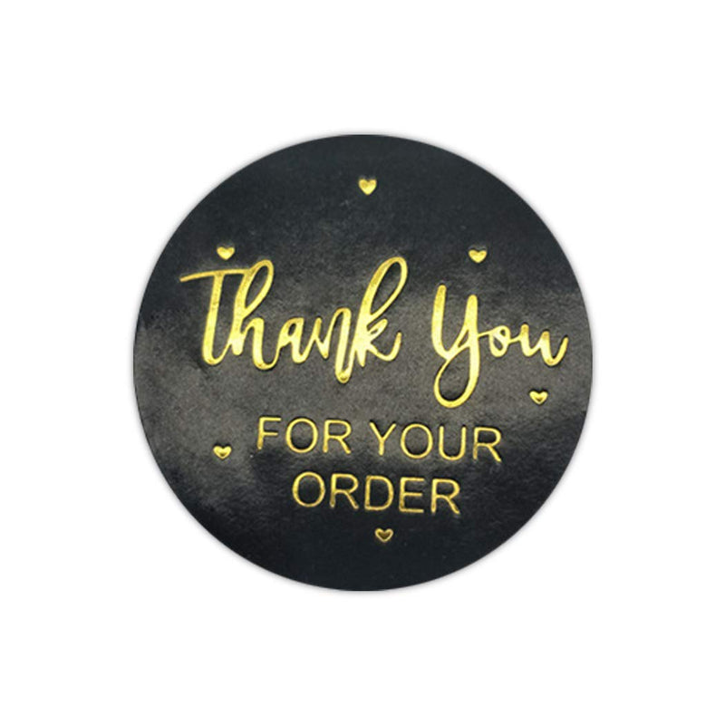 Thank You Stickers, 2 Pack Total 1000pcs 1 Inch Cute Stickers for My Orders Placed Shipping Boxes Small Business Supplies Gift Card Thank You Cool Stickers (Black Gold 1'') Black Gold 1''