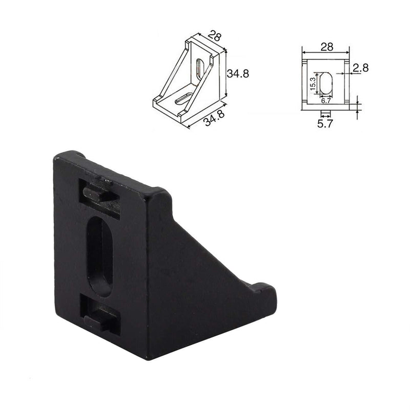 PZRT Aluminum Profile Connector Set, 4pcs Black Corner Bracket,8pcs M6 Slider Nuts, 8pcs M6x10mm Hex Socket Screw Bolt for 8mm Slot 3030 Series Aluminum Profile Accessories 3030 Series Connector Set