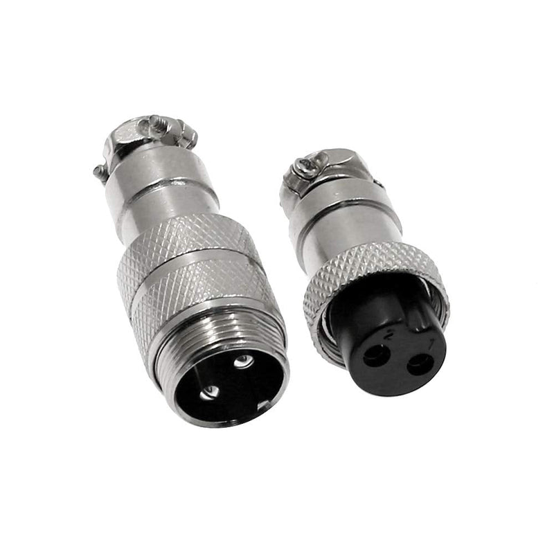 Hxchen 2Pin 16mm Waterproof Female/Male Wire Panel Power Chassis Metal Fittings Aviation Connector GX16-2P - (2 Sets)