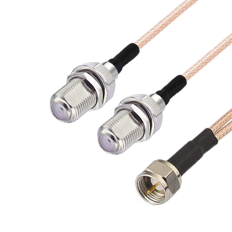 RedYutou F-Type Splitter RG6 Cable F Male to F Dual Female Splitter Cable 3 Way Splitter V-Type F Type TV Adaptation Splitter Cable Satellite 15cm(6 inch) F Male/F Dual Female